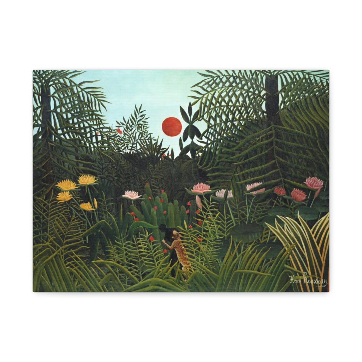 Henri Rousseau's Virgin Forest with Sunset (1910) Satin Canvas, Stretched