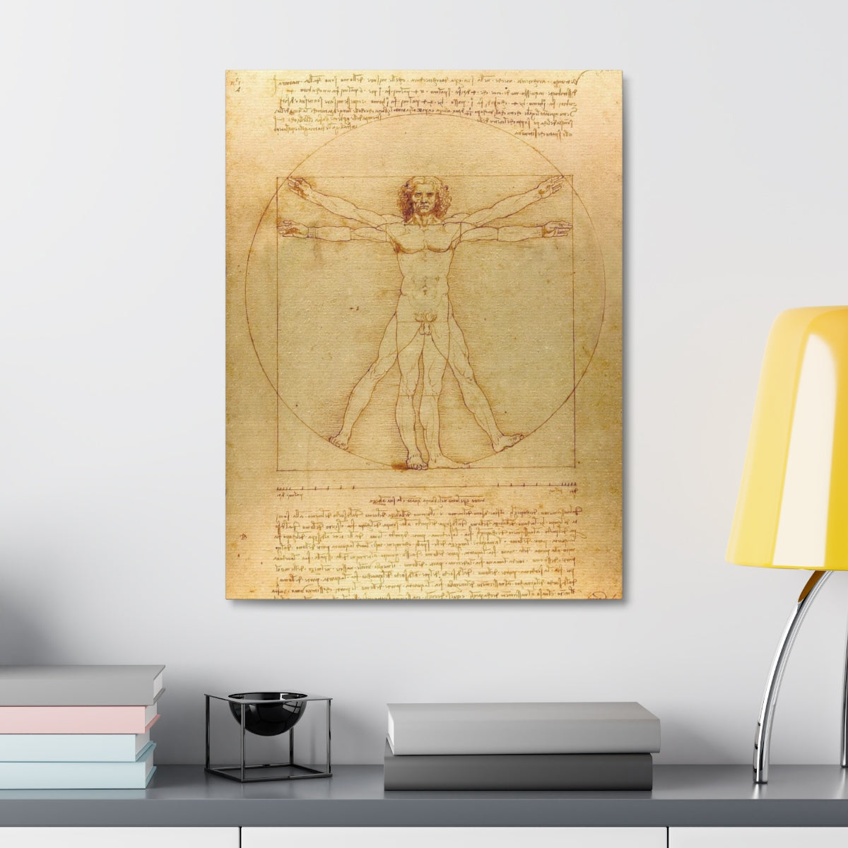 Leonardo da Vinci's Vitruvian Man (circa 1492) Satin Canvas, Stretched