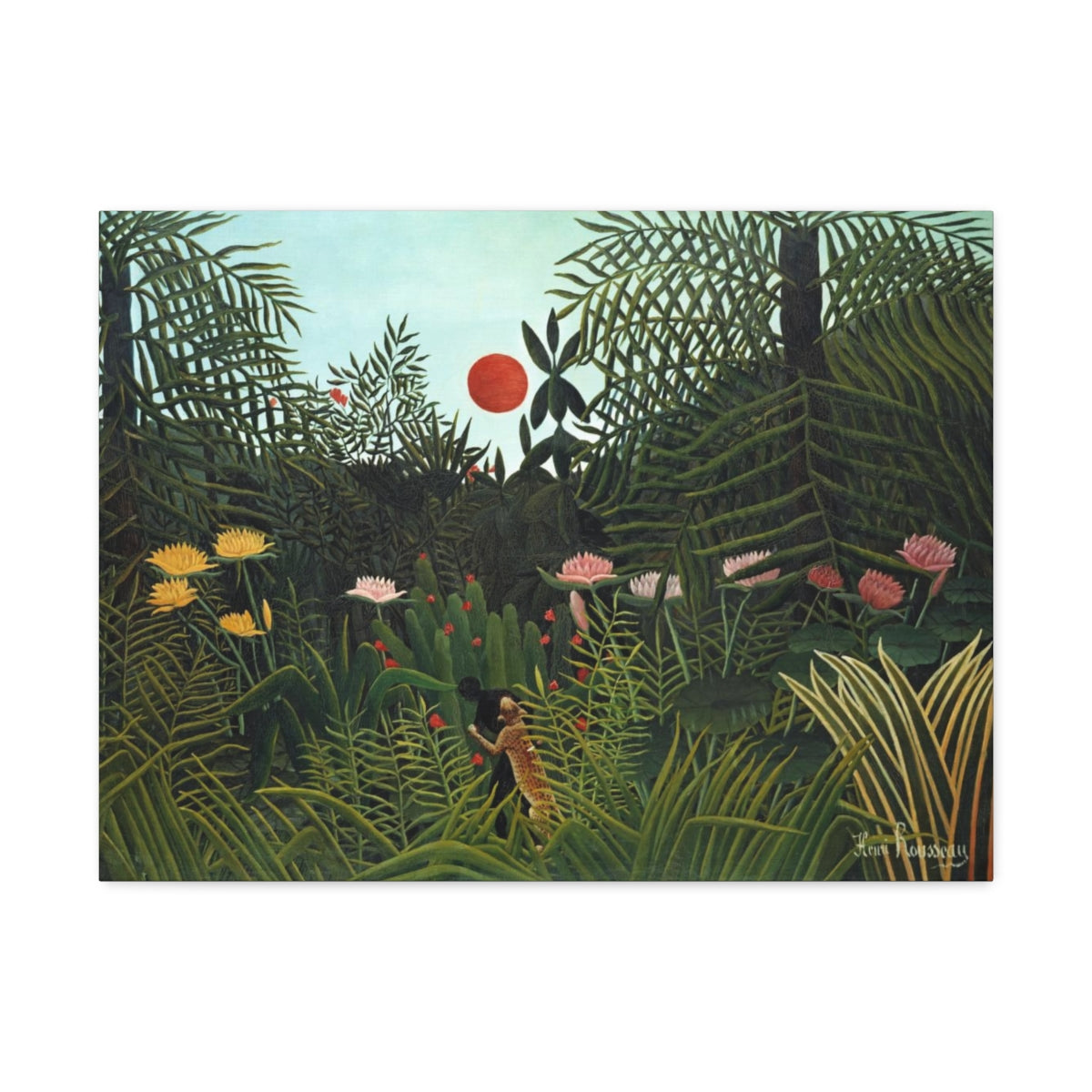 Henri Rousseau's Virgin Forest with Sunset (1910) Satin Canvas, Stretched