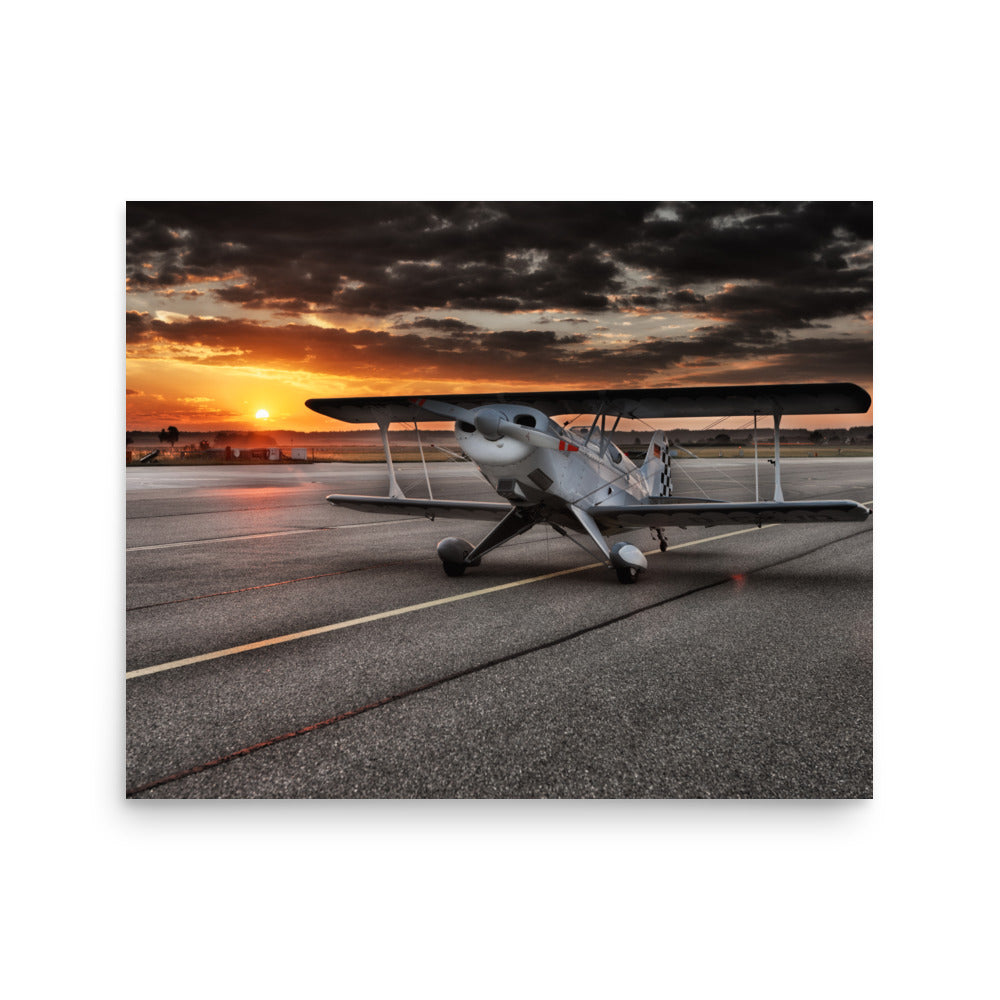 Bi-Plane Sunset Poster